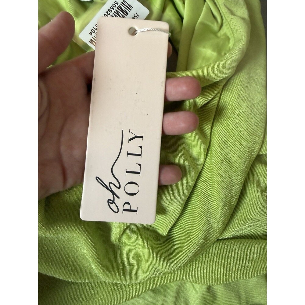 Oh Polly Textured Jersey Asymmetric Cut Out Mini Dress In Lime- Size 6 NWT - Picture 8 of 16